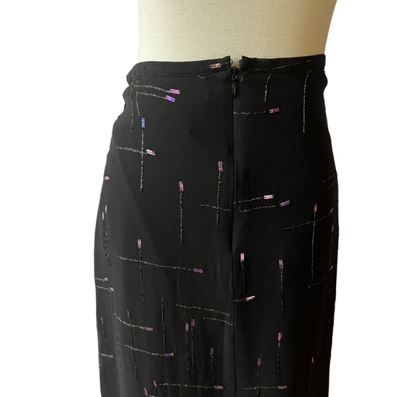 VANESSA BRUNO 100% SILK MIDI SKIRT ARTSY MIXED METALS ROMANTIC WHIMSYGOTH WITCHY - Picture 5 of 11